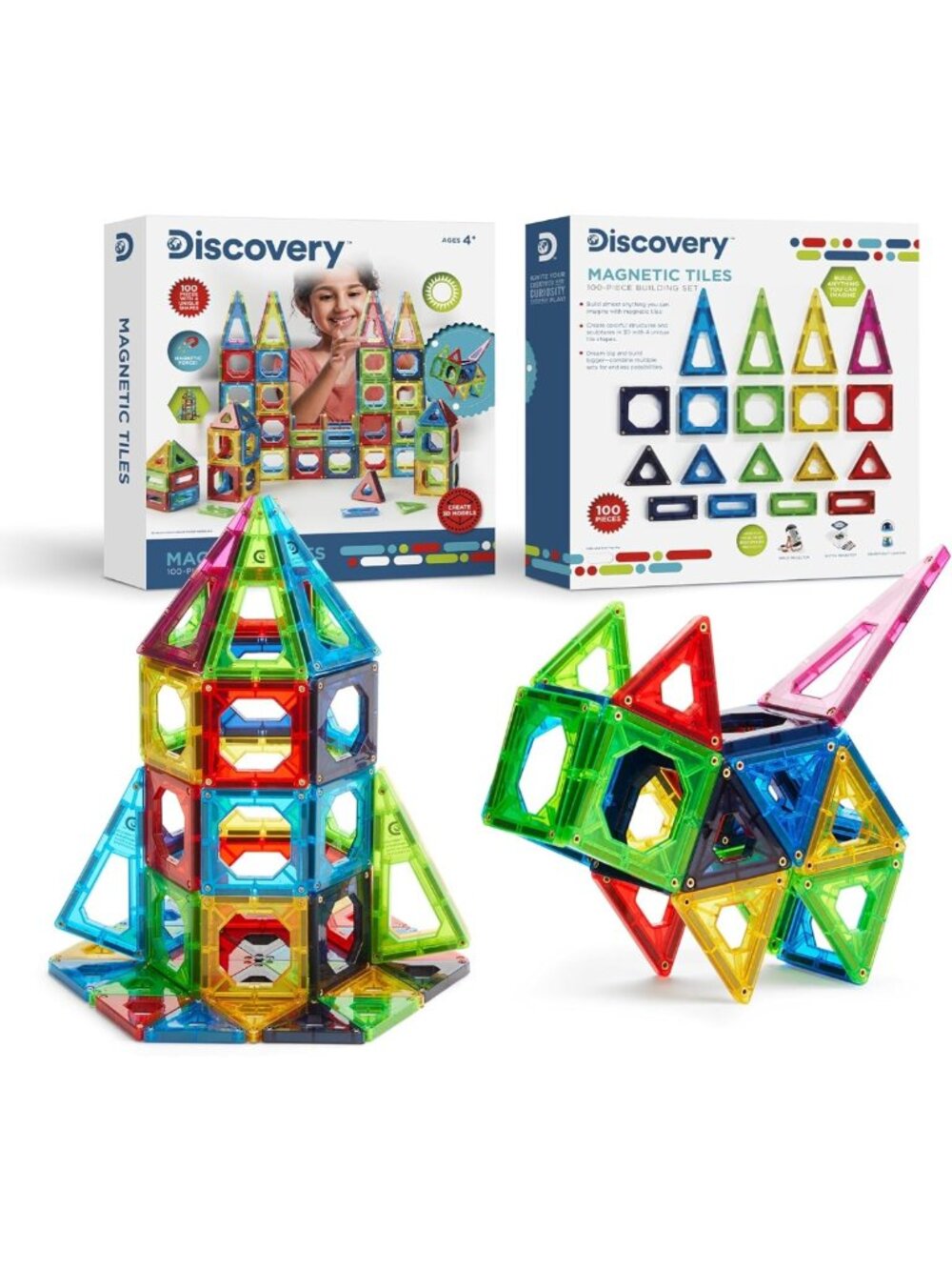 100-Piece 3D Magnetic Tiles Set | STEM Educational Toy for Kids 4+ | Building